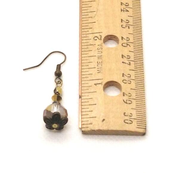 Crystal Dangle Earrings Light Topaz/Multi Crystal Beads Handmade - Picture 4 of 4